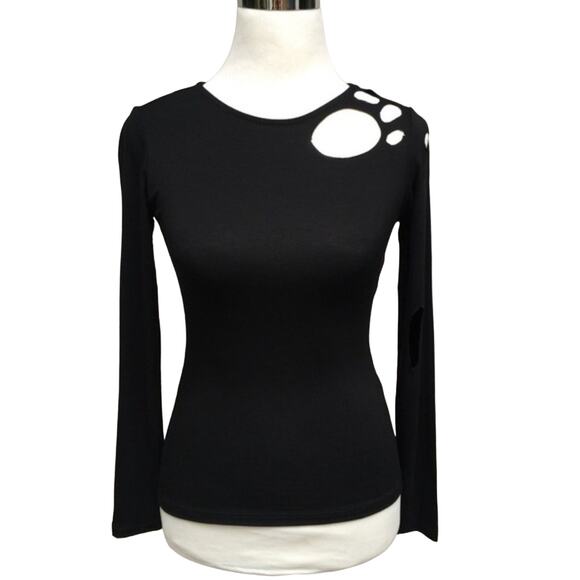 ♥ 699 ♥ (S) NASTY GAL Long Sleeve Distressed Top - Picture 2 of 3